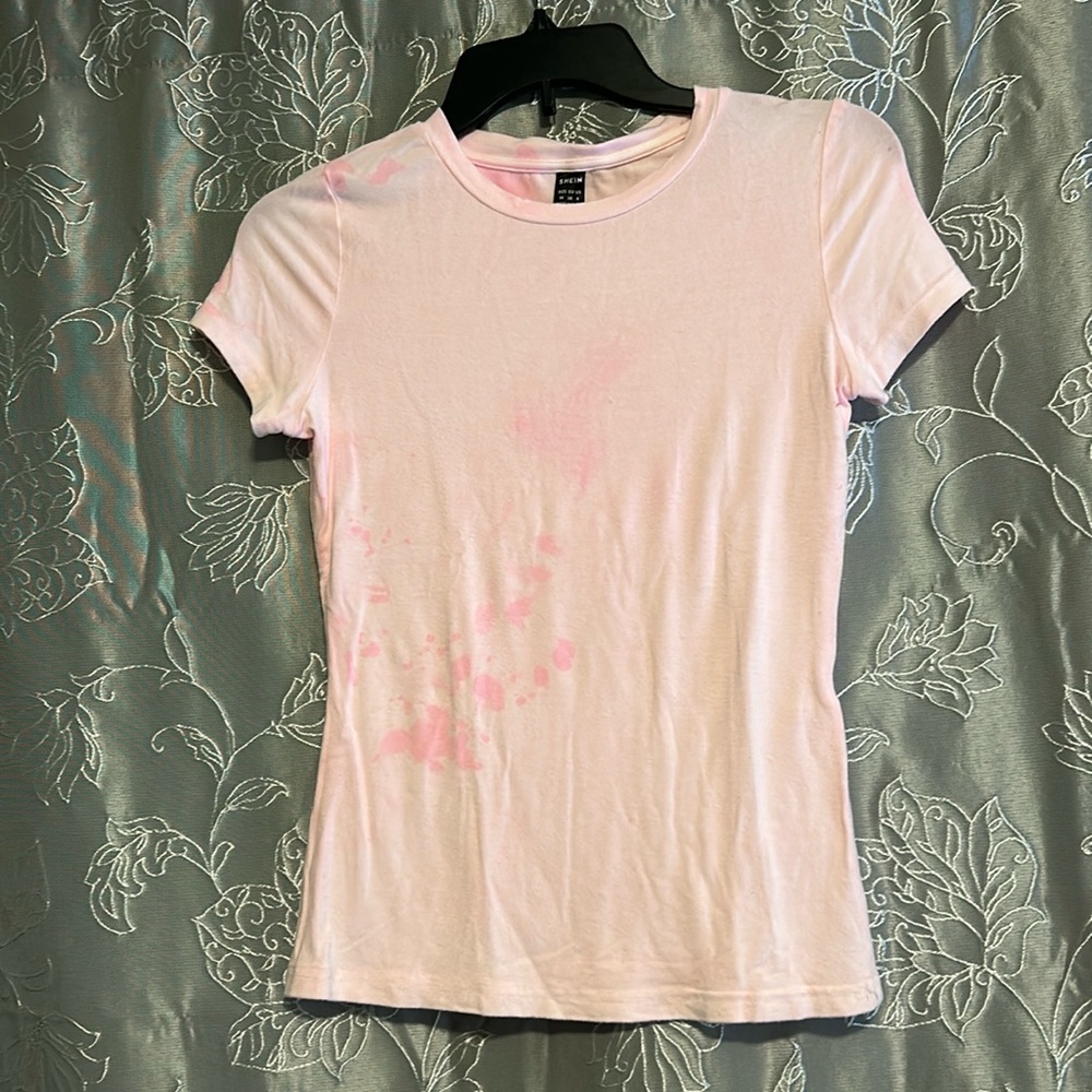 Pink tie-dye, perfect fit shirt, Shein